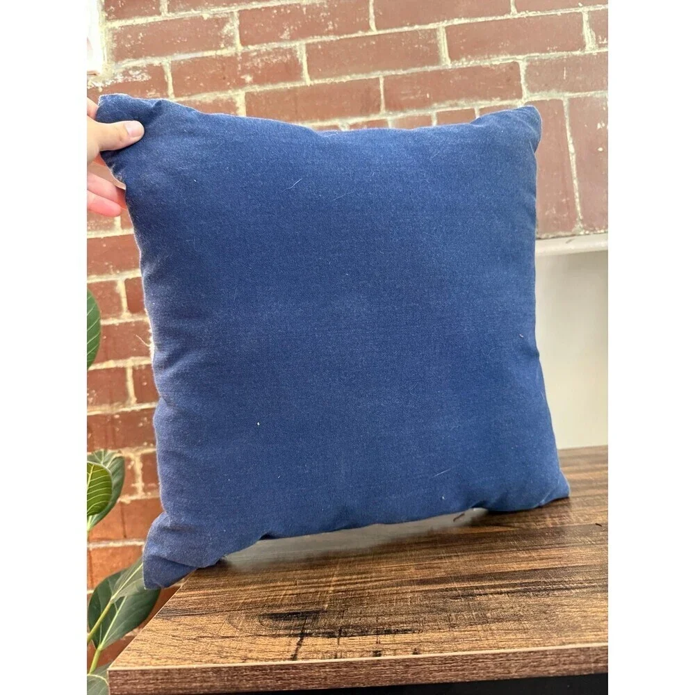 Blue floral embroidered, throw pillow